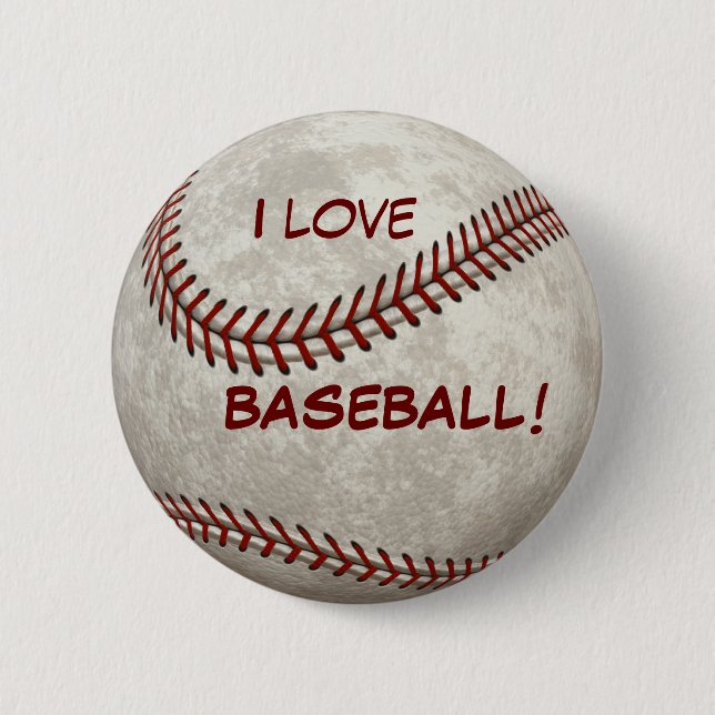 Baseball Ball Game "I Love BASEBALL!" Sports 6 Cm Round Badge (Front)