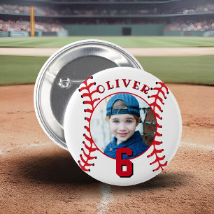 Baseball Ball Kids Birthday Photo 6 Cm Round Badge