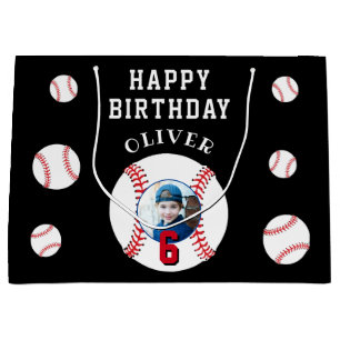 Baseball Ball Kids Birthday Photo Large Gift Bag