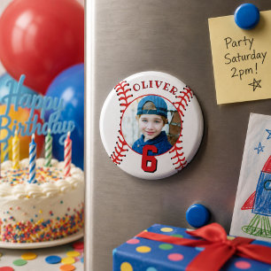 Baseball Ball Kids Birthday Photo Magnet