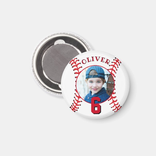 Baseball Ball Kids Birthday Photo Magnet (Front/Back)