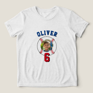 Baseball Ball Kids Birthday Photo Tri-Blend Shirt