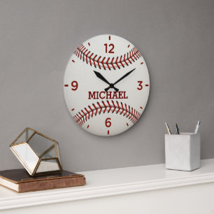 Baseball Ball Monogram Acrylic Wall Clock
