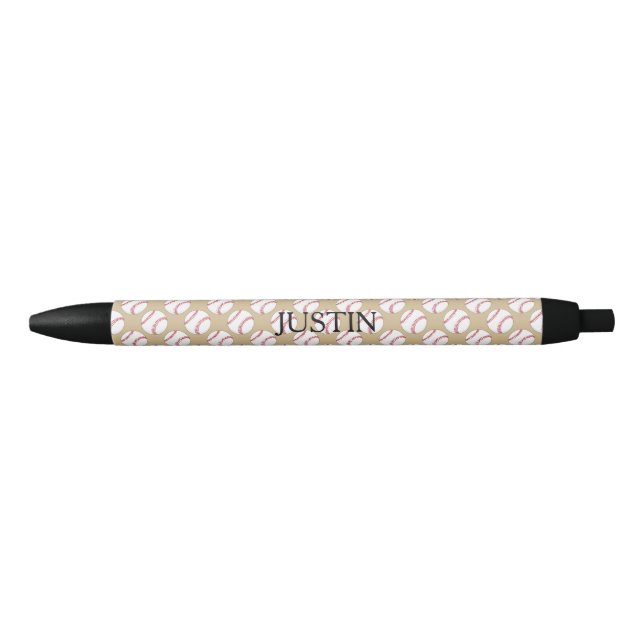 Baseball Ball Pattern Personalise Black Ink Pen (Front)