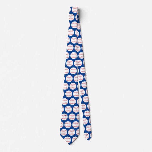 Baseball Ball Pattern Pitcher Batter Catcher Tie (Front)