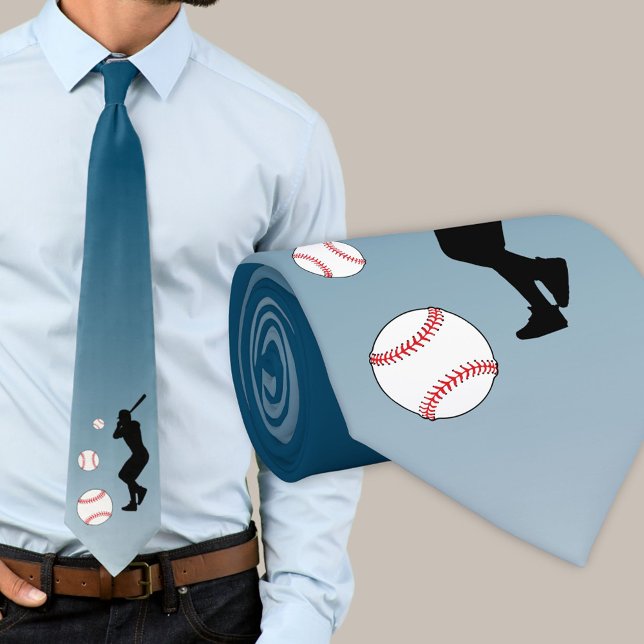 Baseball Ball Player Black Silhouette Blue Tie (Creator Uploaded)