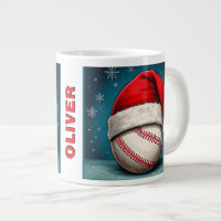 Baseball Ball Red Santa Hat Name Christmas