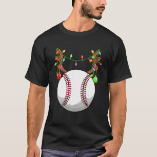 Baseball Ball Reindeer Christmas Ornaments Family T-Shirt