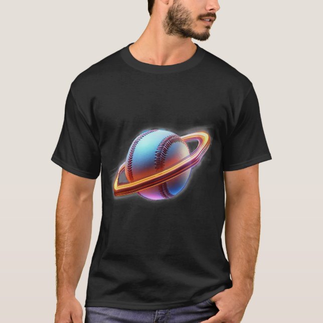 Baseball Ball Saturn Planet, Awesome Sport Design T-Shirt (Front)