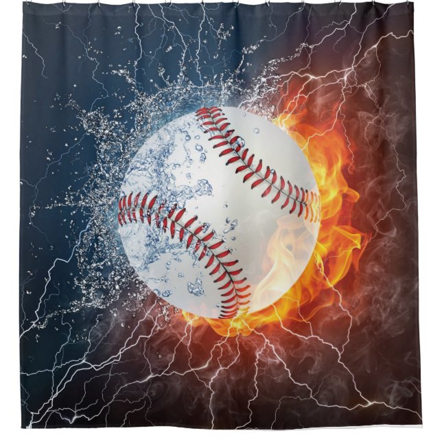 Baseball Ball Shower Curtain (Front)
