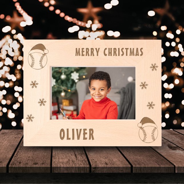 Baseball Ball Sports Merry Christmas Name Etched Frames (Creator Uploaded)