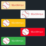 Baseball Ball Sports Name<br><div class="desc">Modern Sports Baseball Kids Labels with Name. Cute and colourful kids labels with a name - a great way to personalise children`s notebooks, toys, shoes, backpacks, clothes and everything else that leave the house. This simple and cute design features a baseball on a background in different colours - green, white,...</div>