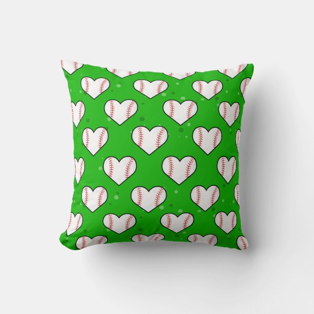 Baseball Ball Texture In Heart Shape - Pattern Cushion (Front)
