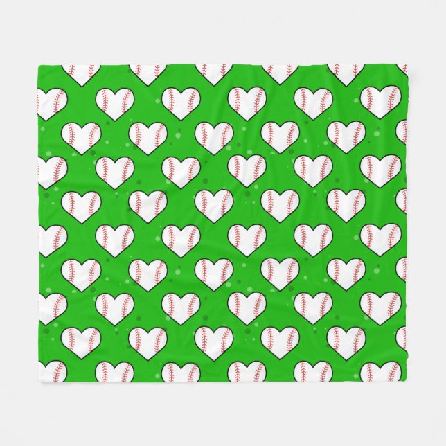 Baseball Ball Texture In Heart Shape - Pattern  Fleece Blanket (Front (Horizontal))