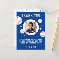 Baseball Ball Themed Birthday Photo Thank you