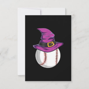 Baseball Ball Witch Hat - Funny Halloween Costume RSVP Card