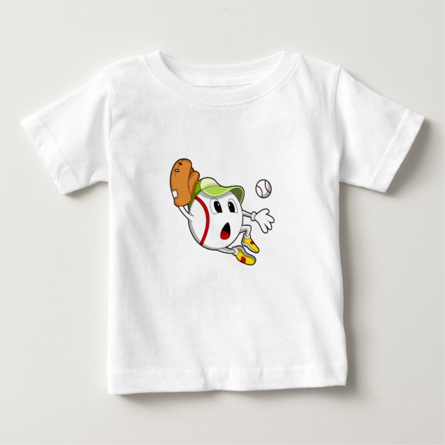 Baseball ball with Baseball glove & Cap Baby T-Shirt (Front)