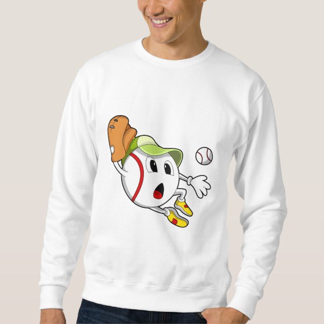 Baseball ball with Baseball glove & Cap Sweatshirt (Front)