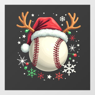Baseball Ball with Reindeer Horns and Christmas