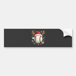 Baseball Ball with Reindeer Horns and Christmas Bumper Sticker