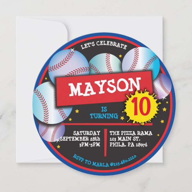 BASEBALL BALLS BLUE Birthday Party Invitation (Front)