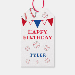 Baseball Balls Bunting Flags Boy Birthday Gift Tags