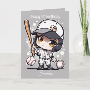 Baseball Balls Happy Birthday Kids Personalizable Card