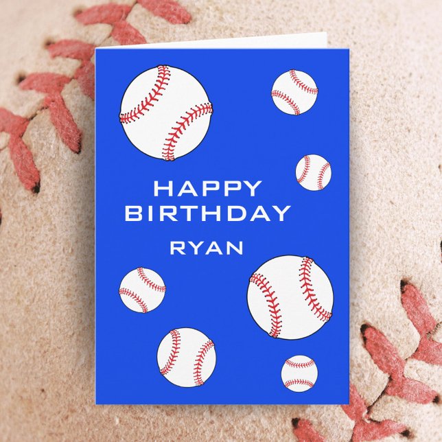 Baseball Balls Happy Birthday Kids Personalizable Card (Creator Uploaded)