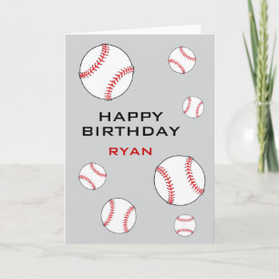 Baseball Balls Personalised Happy Birthday Kids Card