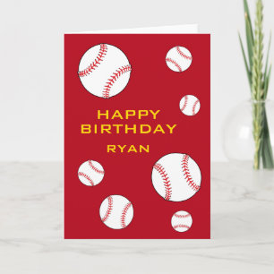 Baseball Balls Personalised Happy Birthday Kids  Card