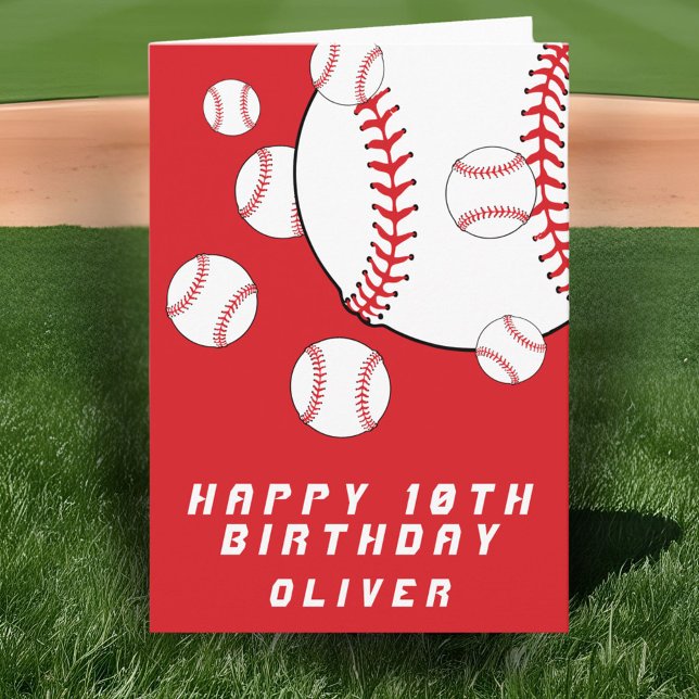 Baseball Balls Red Kids Boy Happy Birthday Card (Creator Uploaded)