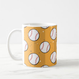 Baseball Balls - Seamless Pattern on Orange Field Coffee Mug