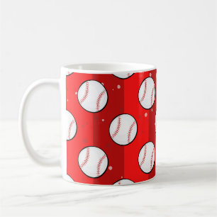 Baseball Balls - Seamless Pattern on Red Field  Coffee Mug