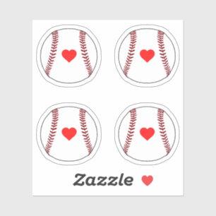Baseball balls with red heart pack