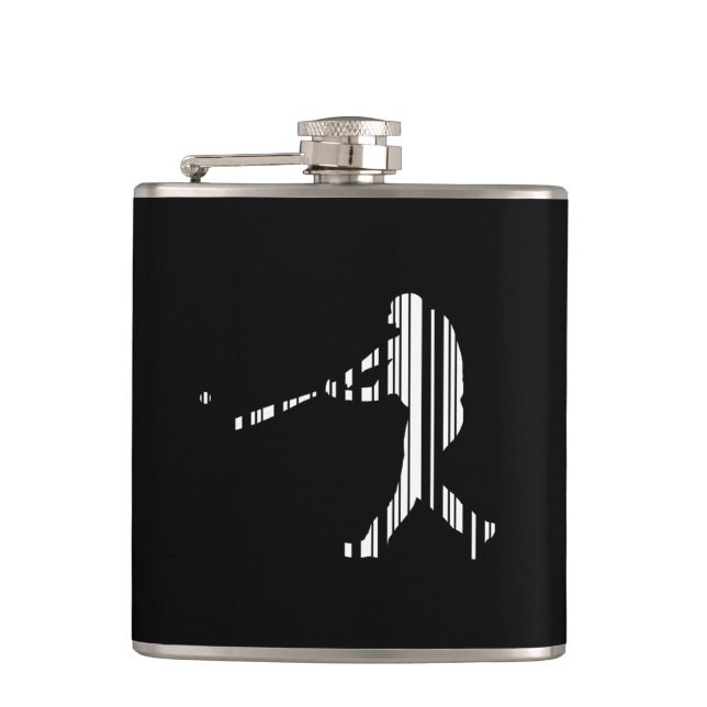 BASEBALL BAR CODE Sports Player Pattern Design Hip Flask (Front)