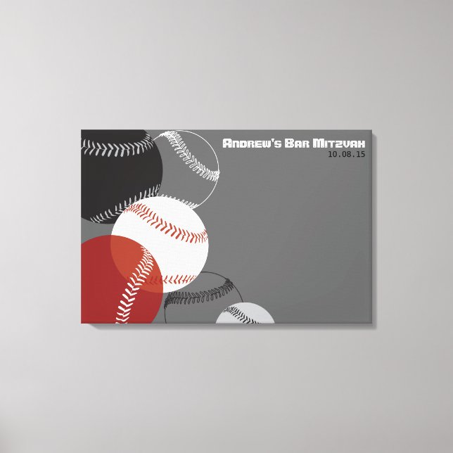Baseball Bar Mitzvah Bar Mitzvah Sign-In Board Canvas Print (Front)