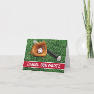 Baseball Bar Mitzvah Folded Thank You Card