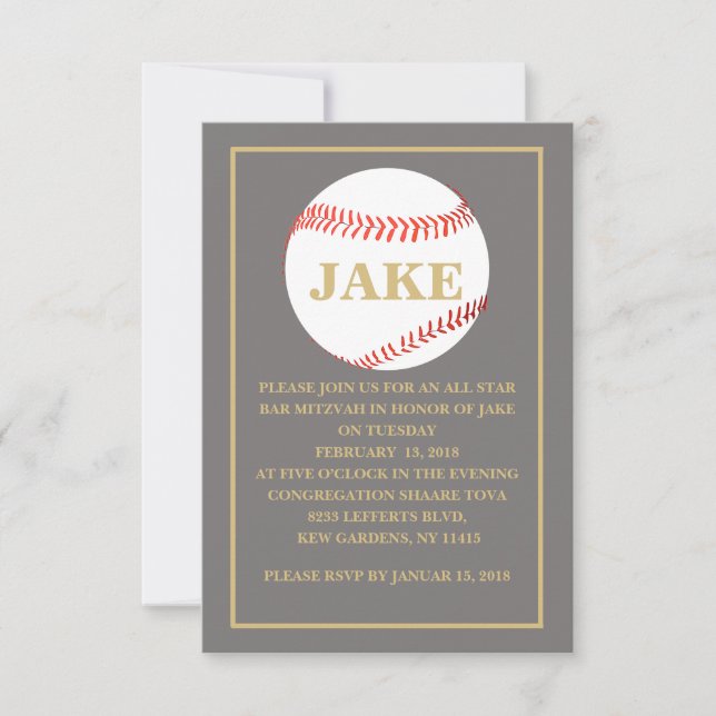 Baseball Bar Mitzvah Invitation, Bar Mitzvah Invitation (Front)