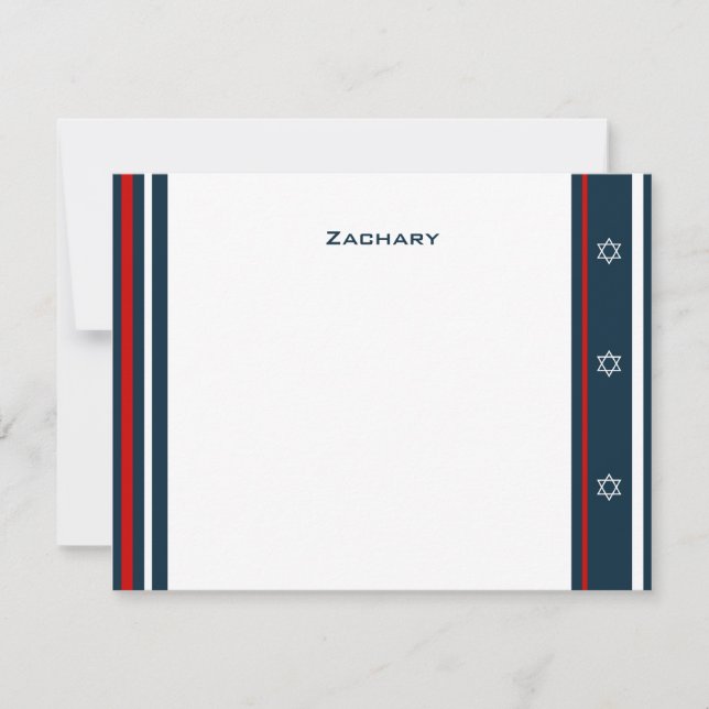 Baseball Bar Mitzvah Thank You Note Card (Front)