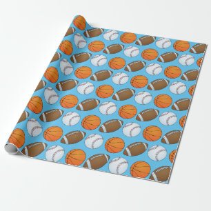 Baseball, Basketball and Football Themed Wrapping Paper