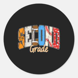 Baseball Basketball Football Back To School Second Classic Round Sticker