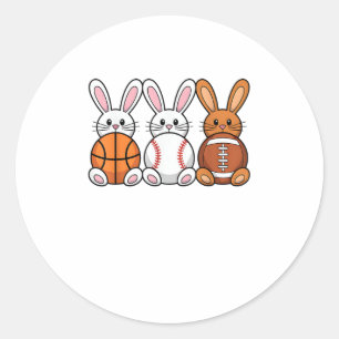 Baseball Basketball Football Sports Tee Easter Bun Classic Round Sticker