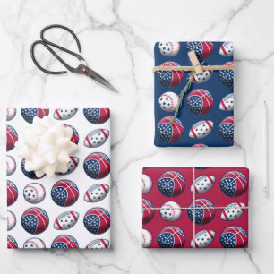 Baseball Basketball Football Wrapping Paper Sheet