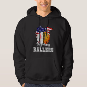 Baseball Basketball Mom Busy Raising Ballers Ameri Hoodie