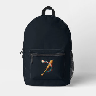 Baseball Bat and Ball Dynamic Swing Dark Backpack