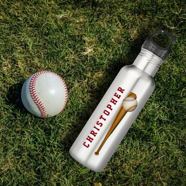 Baseball Bat Ball Personalised Name or Monogram 710 Ml Water Bottle (Creator Uploaded)