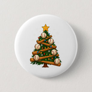 Baseball Bat Christmas Tree Lights Holiday Design 6 Cm Round Badge