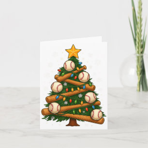 Baseball Bat Christmas Tree Lights Holiday Design  Card