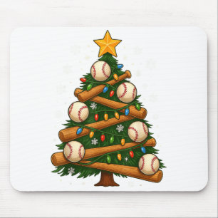 Baseball Bat Christmas Tree Lights Holiday Design  Mouse Pad