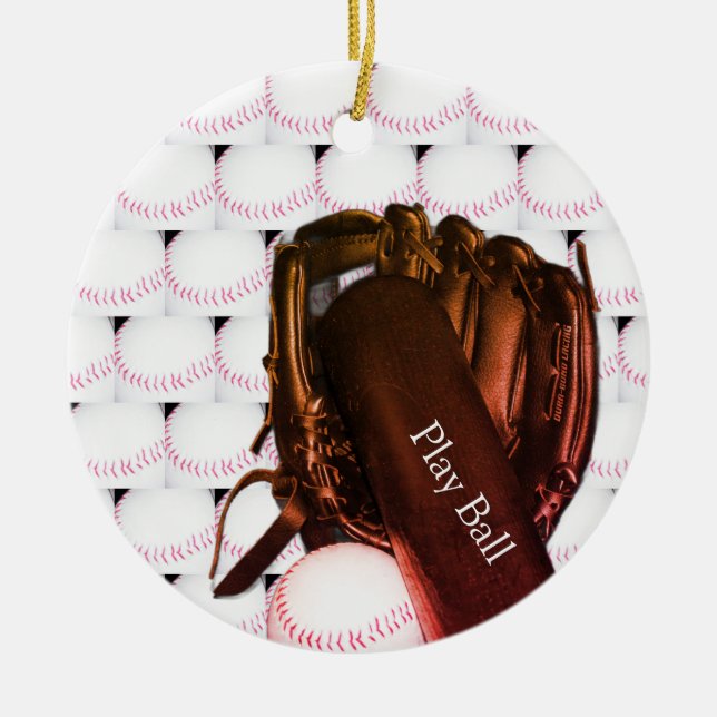 Baseball Bat Glove Photo Ornament  (Front)